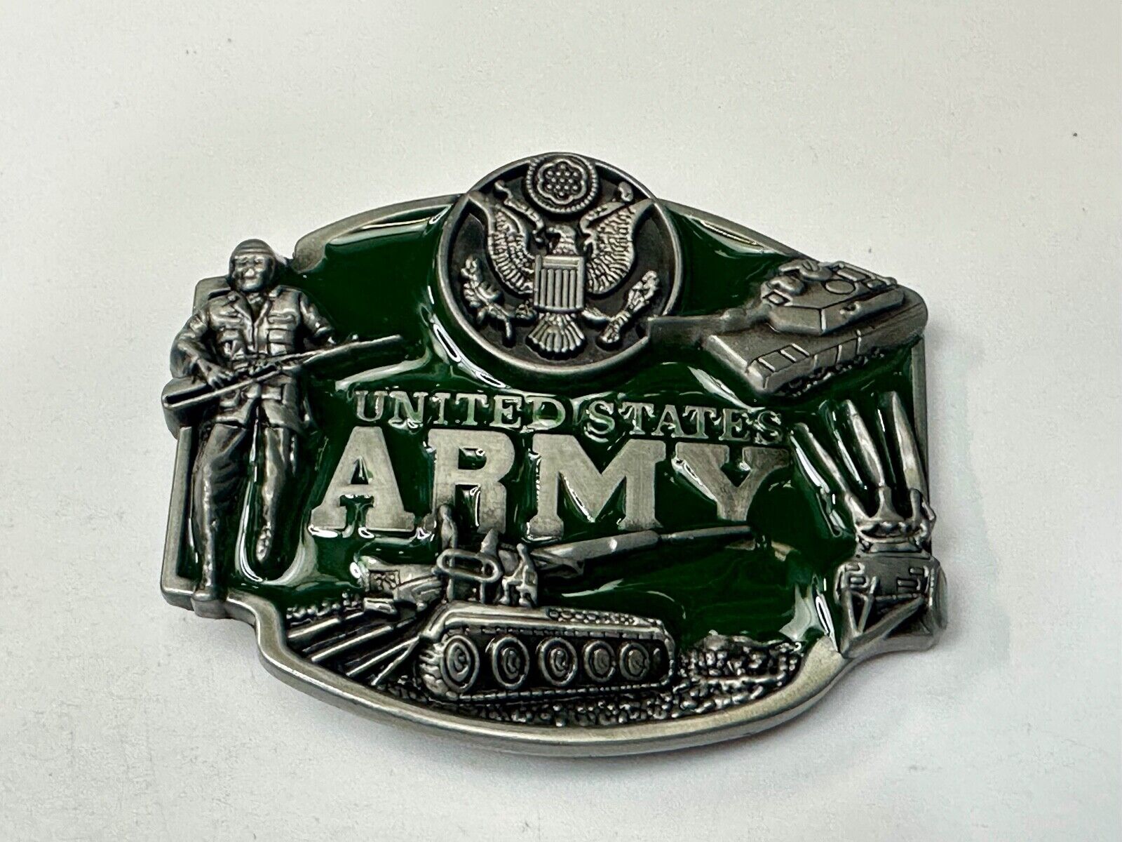 United States Army Military Patriotic Soldier Tank Belt Buckle
