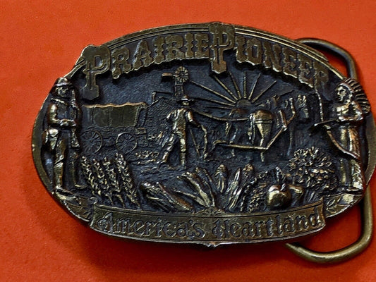 Vintage 1984 Prairie Pioneer  Americas Heartland Great American Belt Buckle 