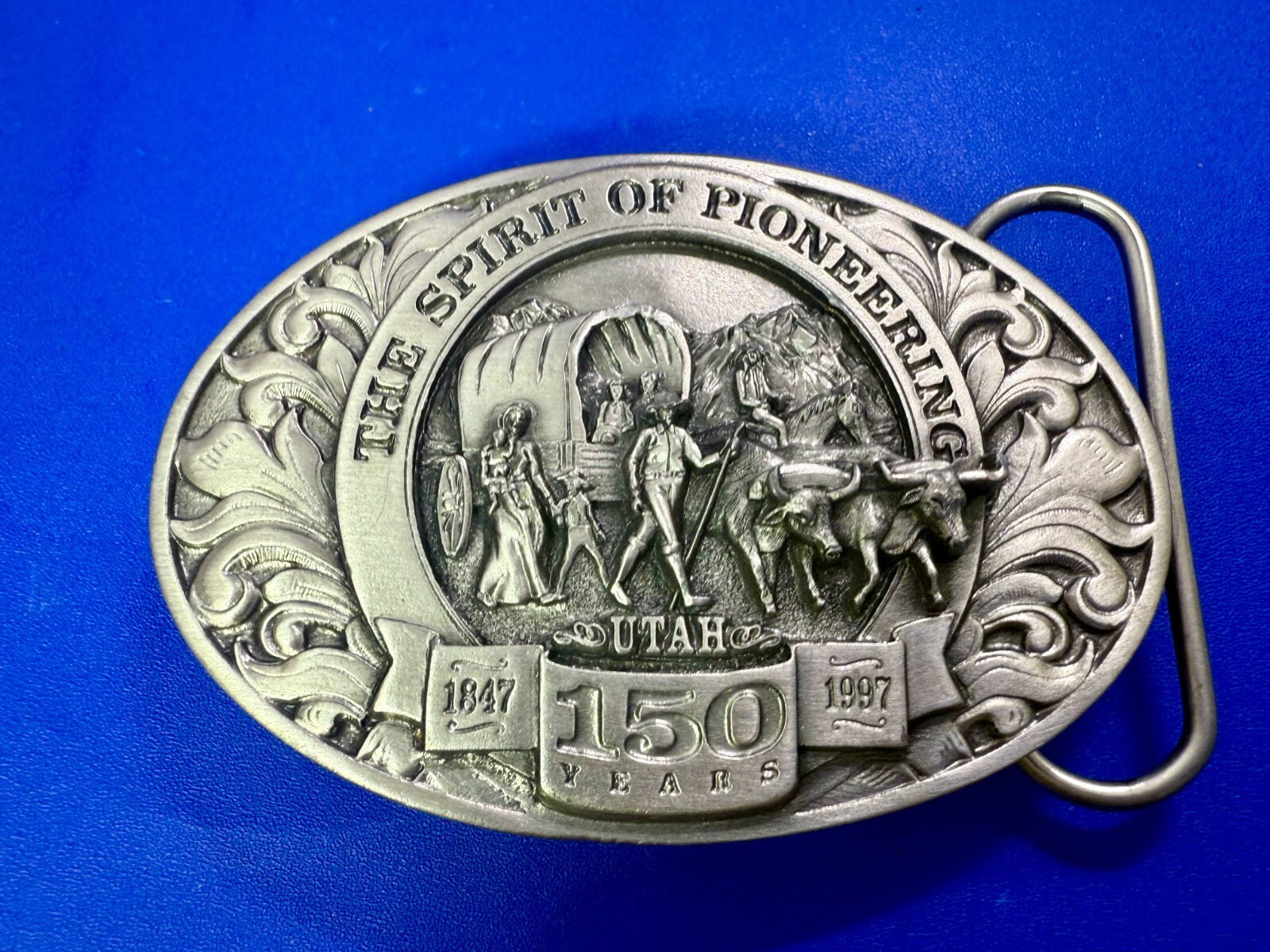 Utah State The Spirit of Pioneering 150 years Vintage Ring Masters Belt Buckle