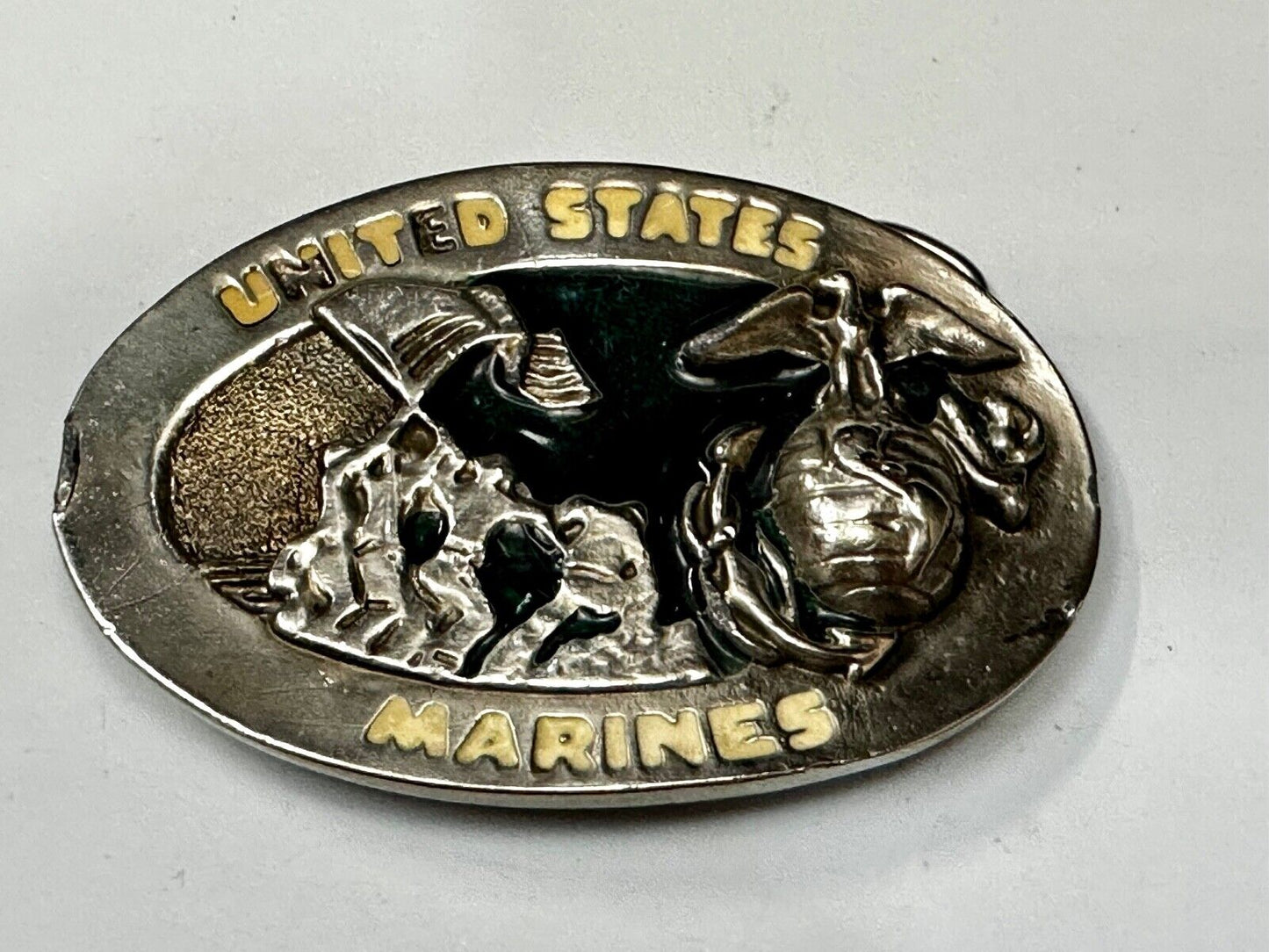 United States Marines Embalm Flag Raising Patriotic Belt Buckle