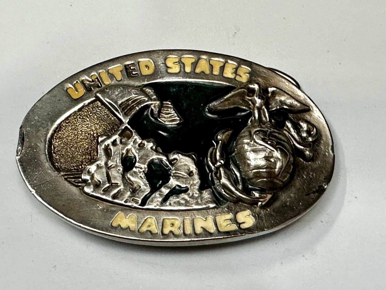 United States Marines Embalm Flag Raising Patriotic Belt Buckle