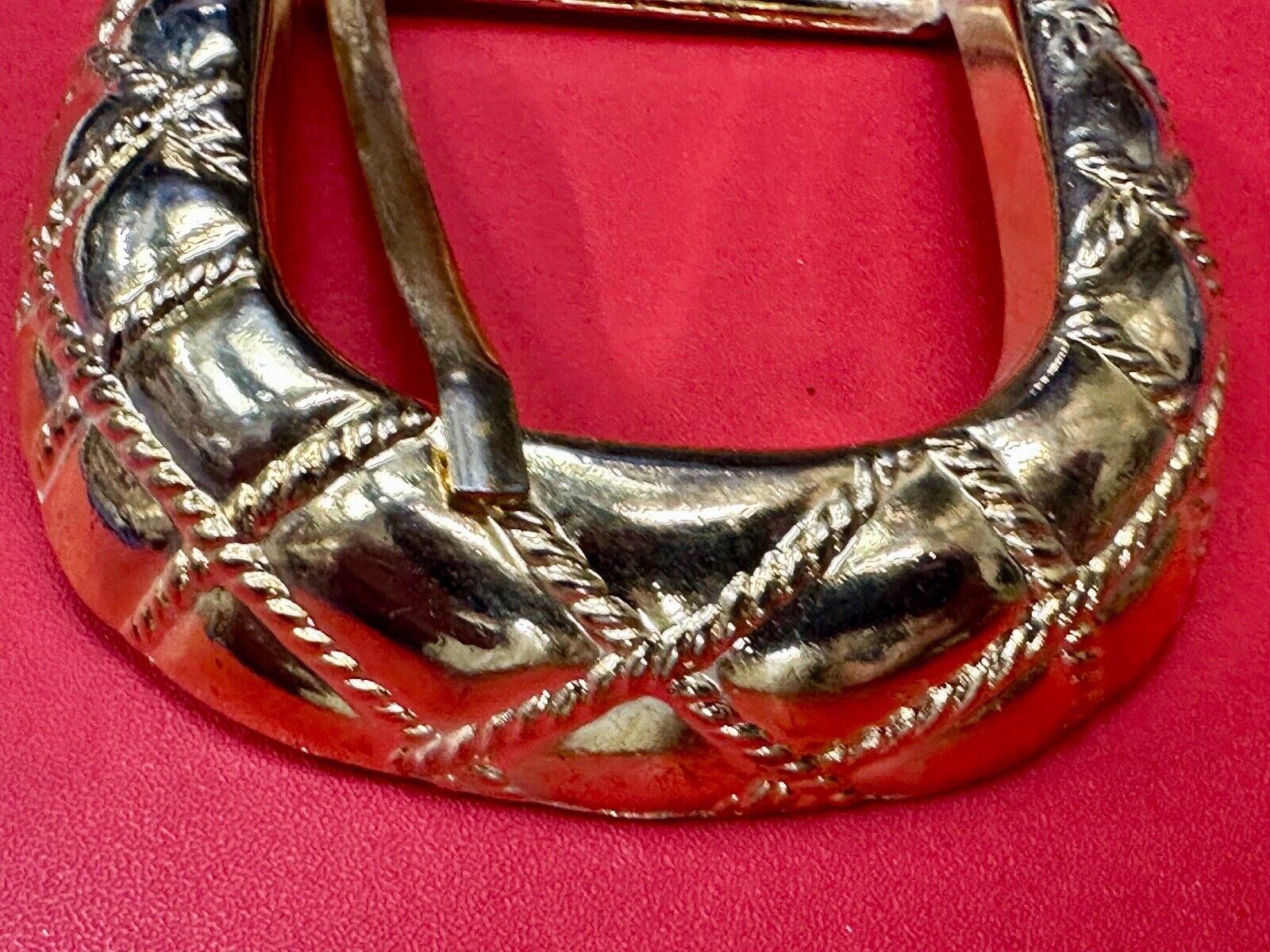 Vintage gold tone weave pattern Replacement belt buckle ET-3318
