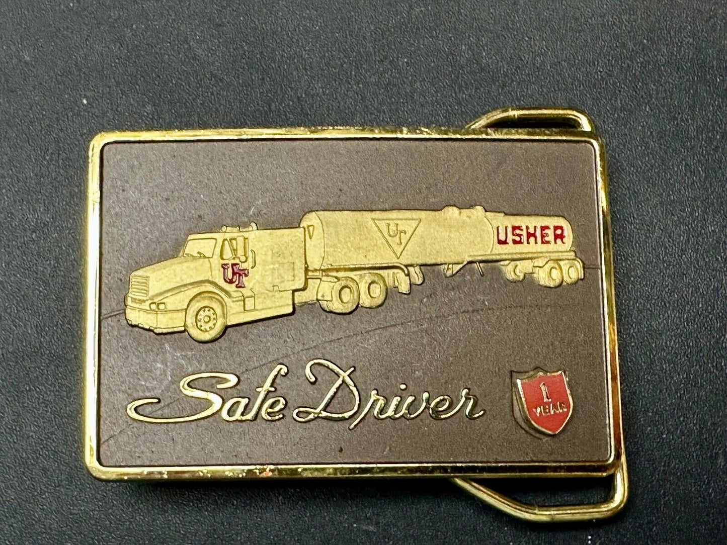 UT Usher Transportation Semi Drivers 1 year pin safety award Belt Buckle