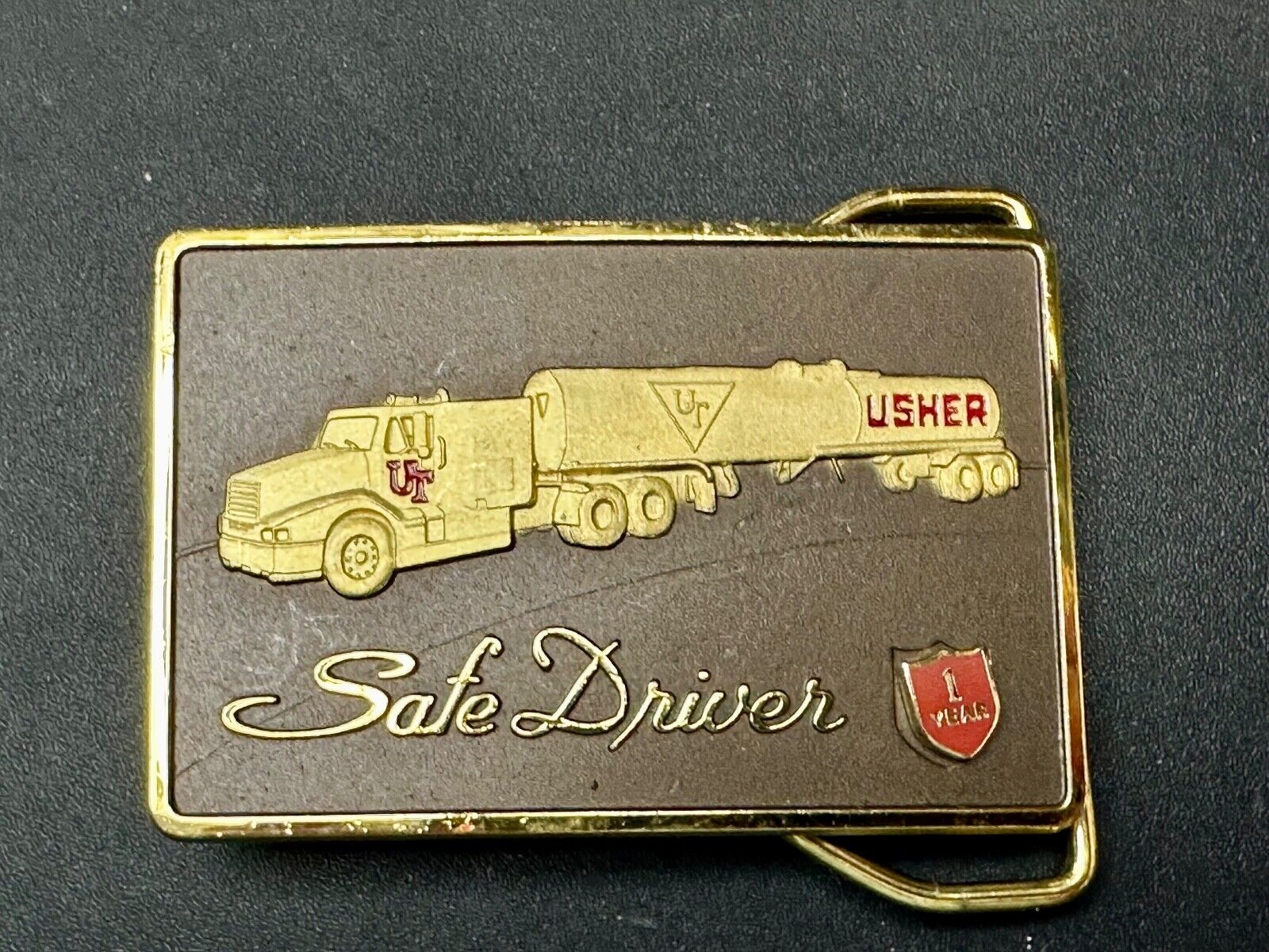 UT Usher Transportation Semi Drivers 1 year pin safety award Belt Buckle