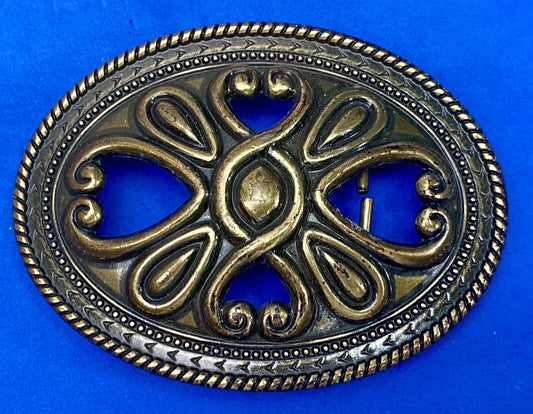 Vintage cutout HEART theme western outlined NOS belt buckle