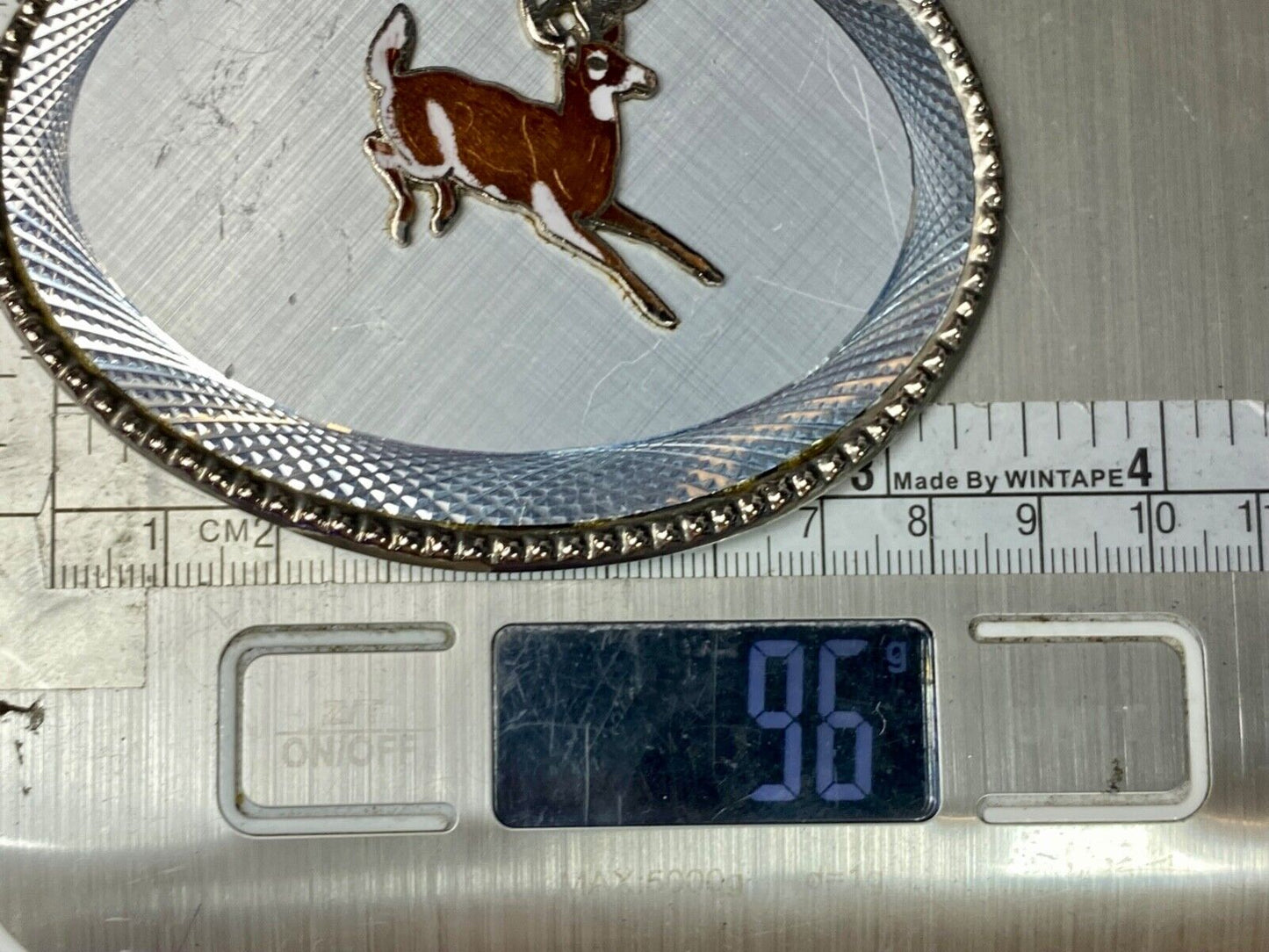 Adorable running Deer Dow western oval etched belt buckle stamped W