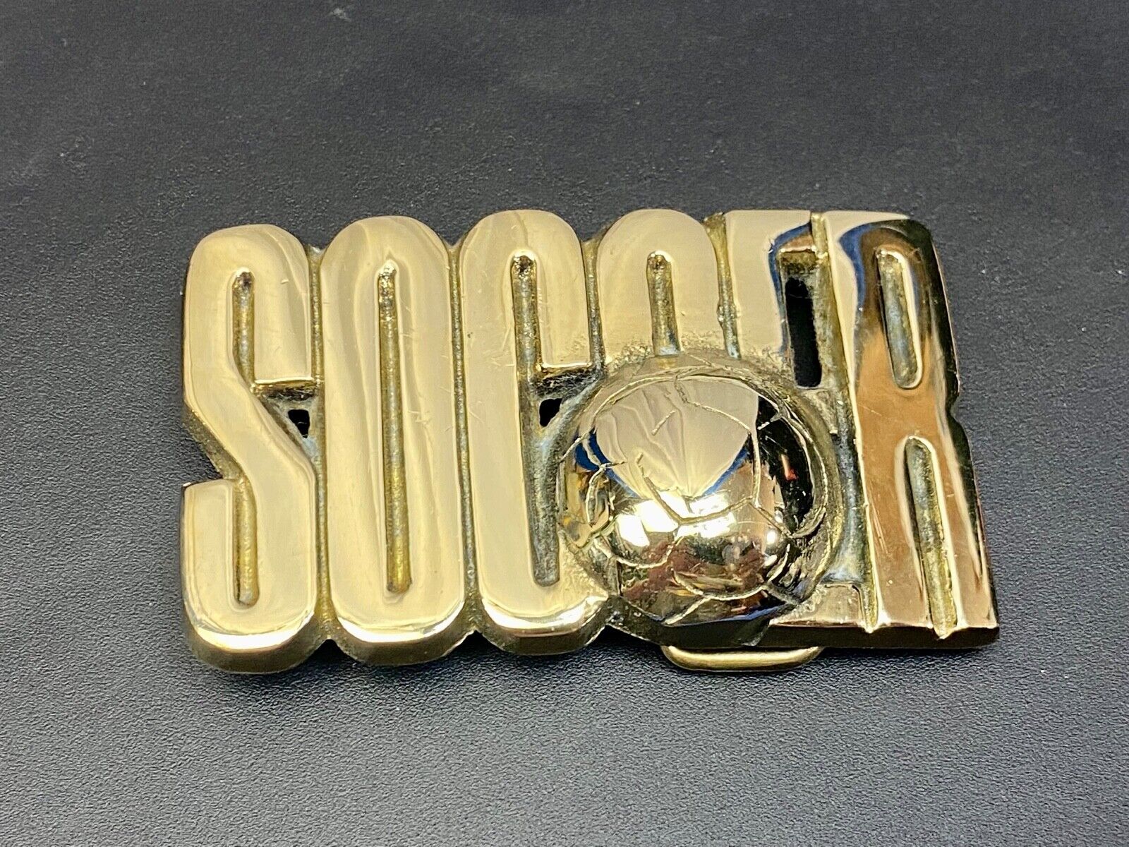 45 Year Old! Soccer Ball Belt Buckle By Baron Brass Works Ultimate Fan Gift! 