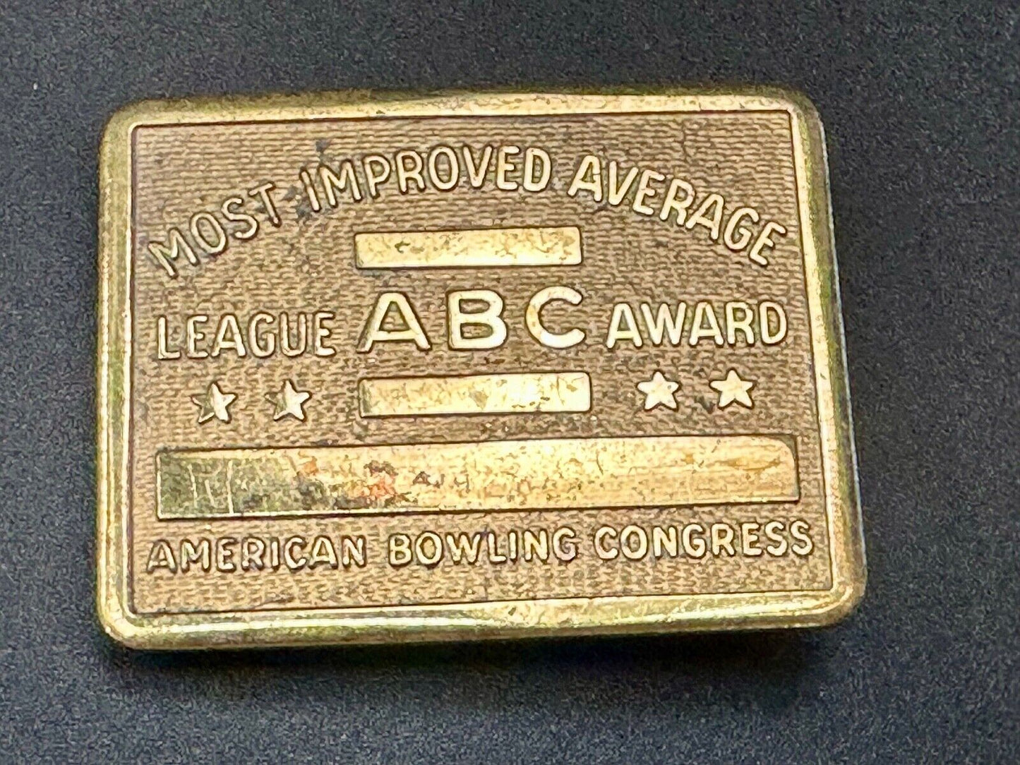 ABC Bowling League Award Vintage Belt Buckle American Congress to engrave