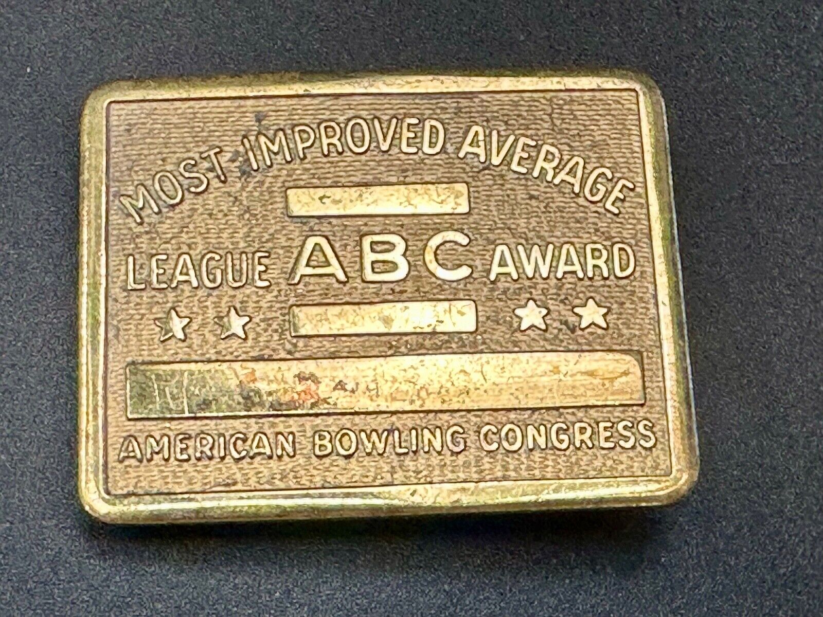 ABC Bowling League Award Vintage Belt Buckle American Congress to engrave