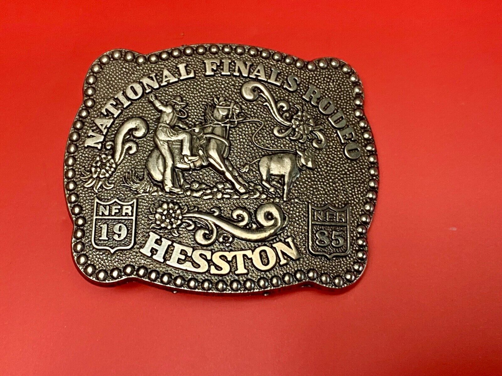 1985 Hesston Youth size third edition Nation Finals Rodeo NFR belt buckle