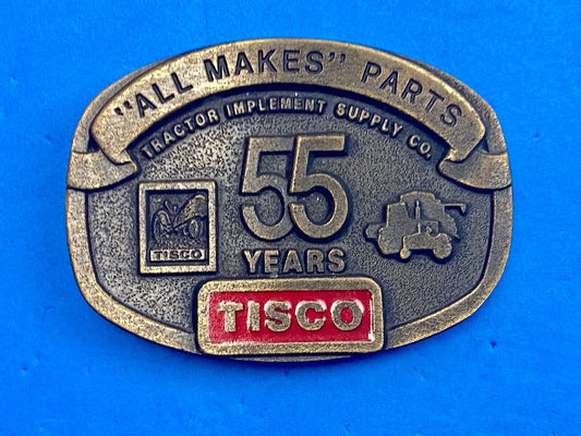 55 years Tisco Tractor Implement Supply Spec Cast Brass Belt Buckle series 2