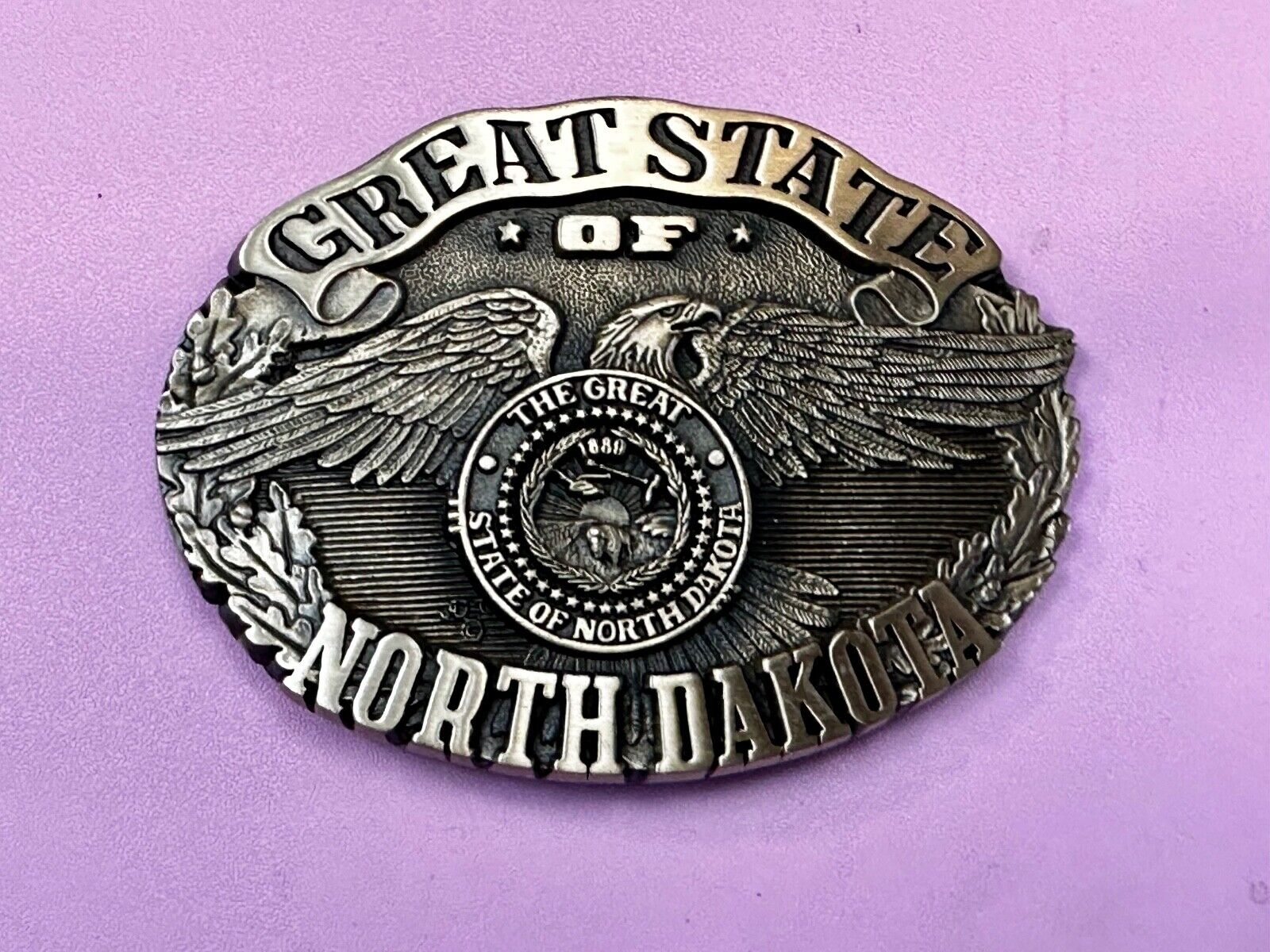 The Great State of North Dakota Vintage Award Design Medals 1st Edn Belt Buckle