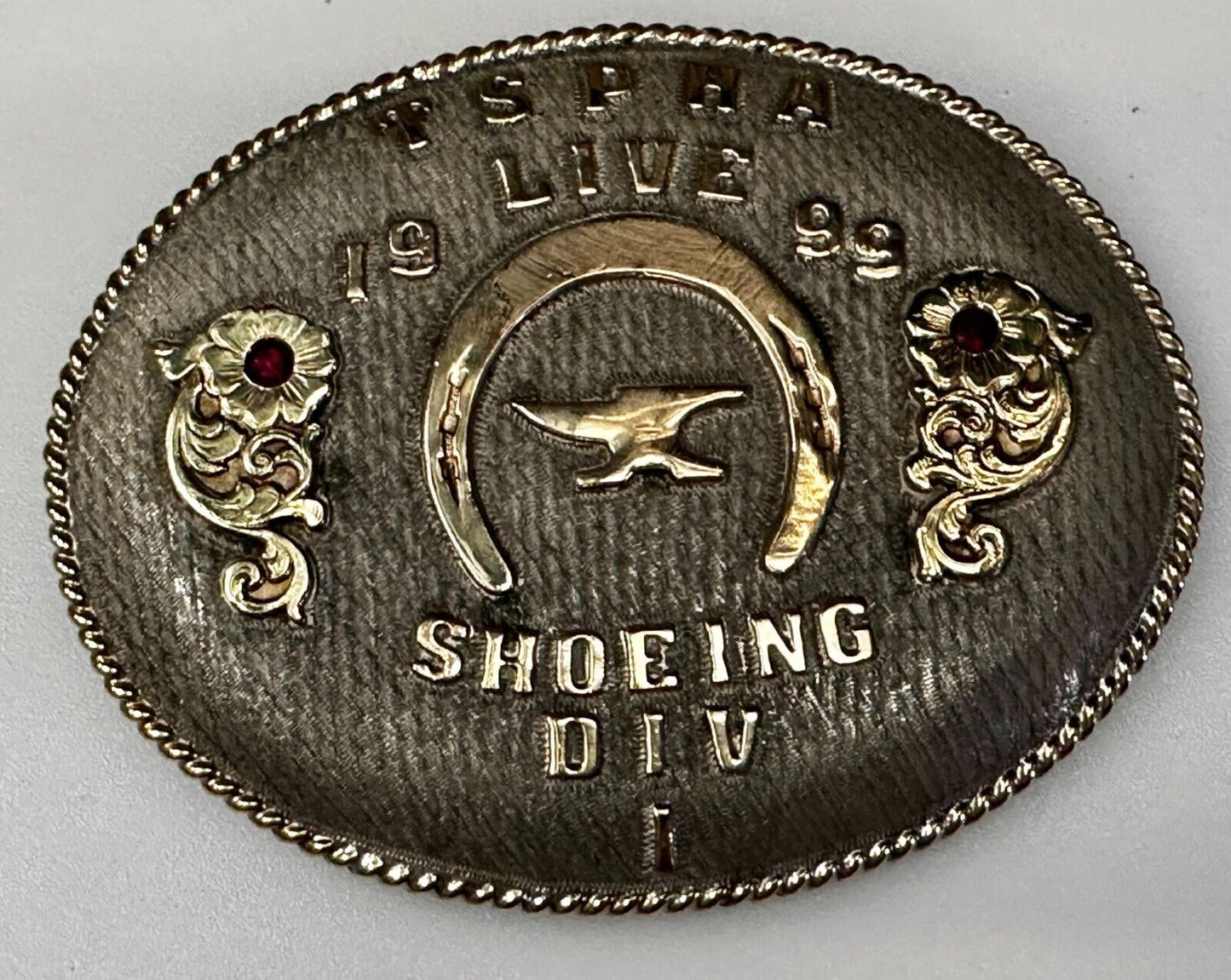TSPHA Horse Texas Saddlebreds Shoeing 1999 Live Trophy RARE!  A E Belt Buckle