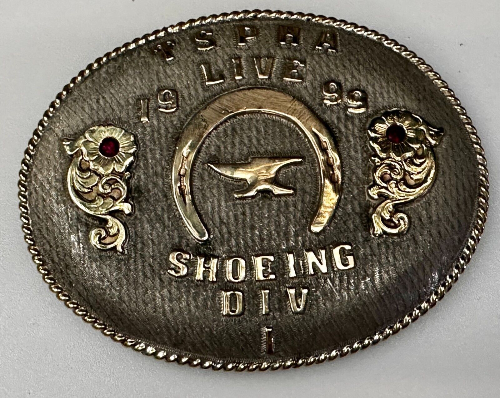 TSPHA Horse Texas Saddlebreds Shoeing 1999 Live Trophy RARE!  A E Belt Buckle