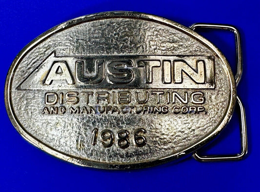 Austin Distributing and Manufacturing Corp VTG 1986 Advertisement RJ Belt Buckle