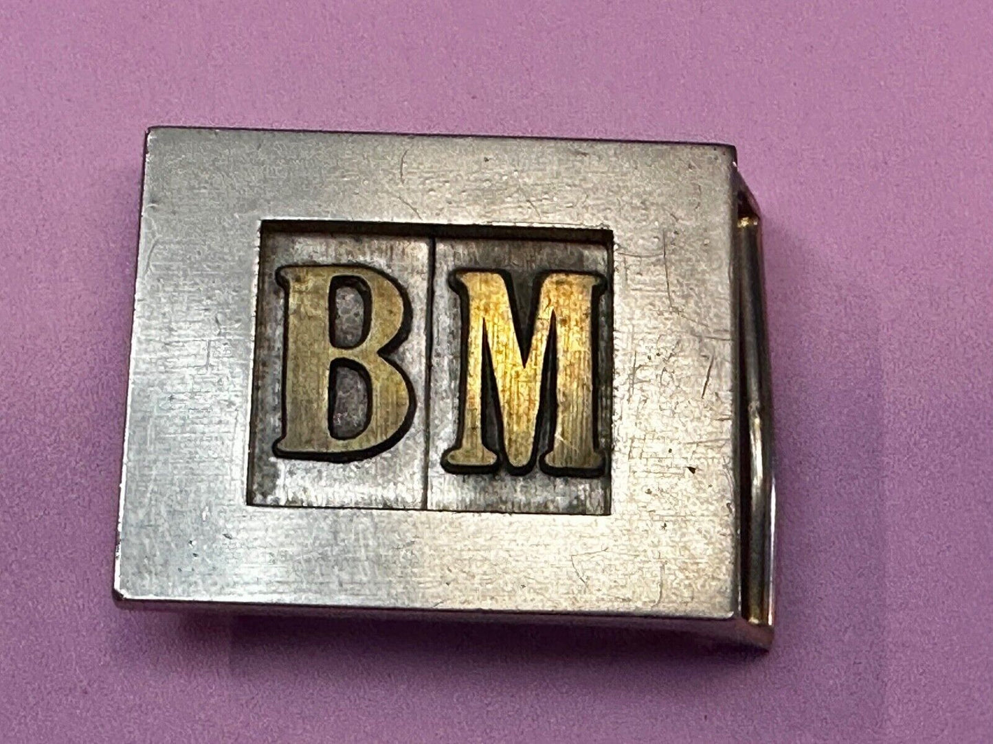 Vintage Letters Initial's BM two tone Belt Buckle