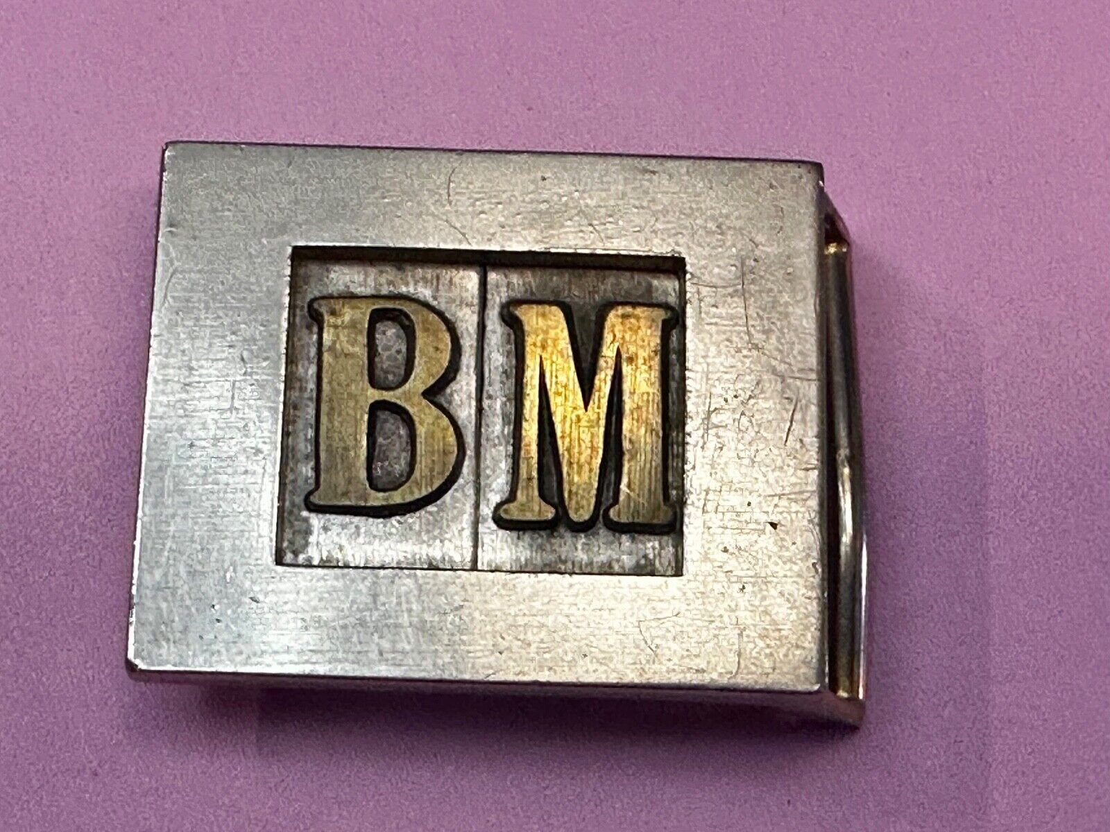 Vintage Letters Initial's BM two tone Belt Buckle