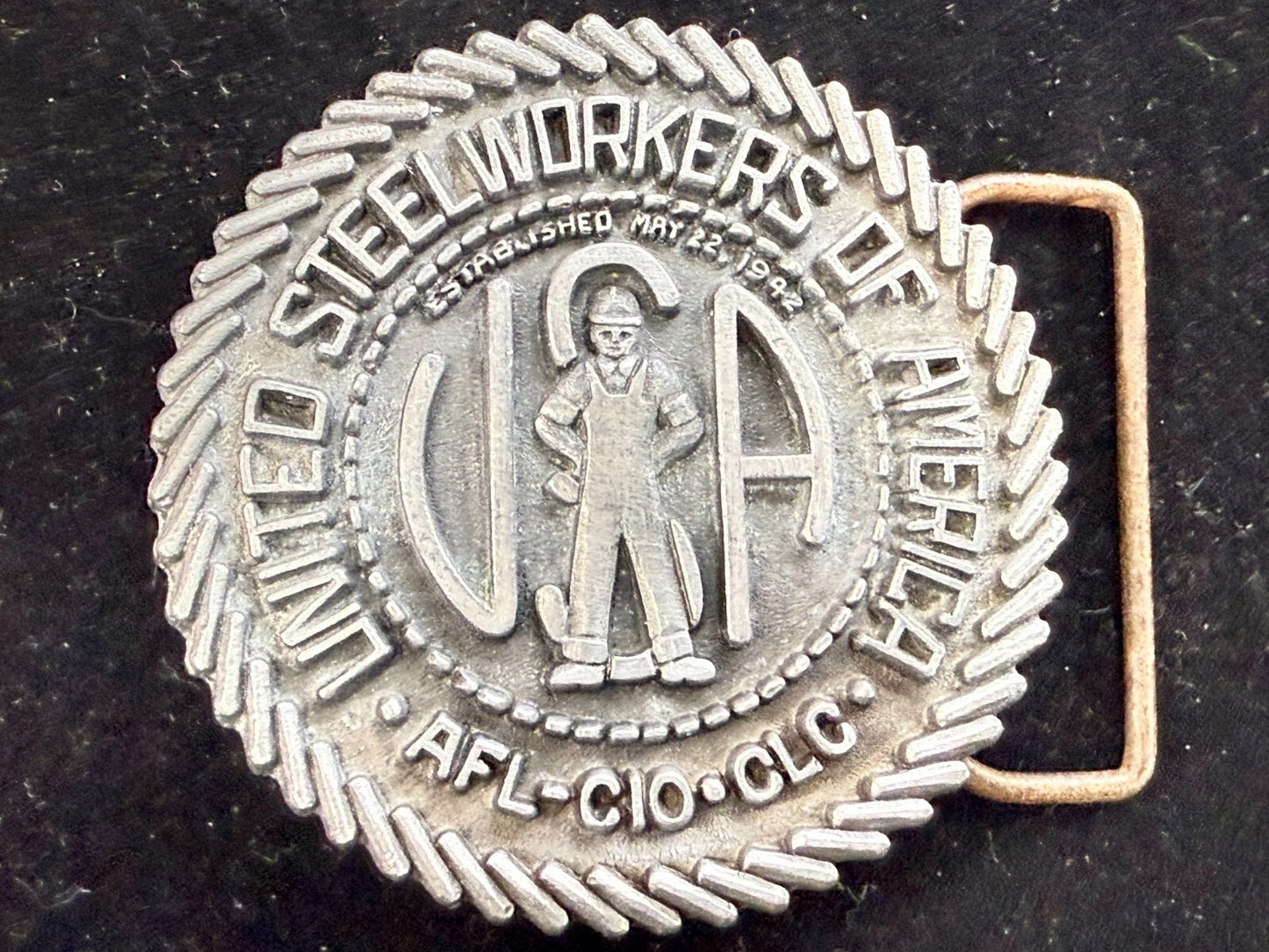 United Steelworkers of America USWA Union Est. 1942 CAPP & KNUDSEN Belt Buckle