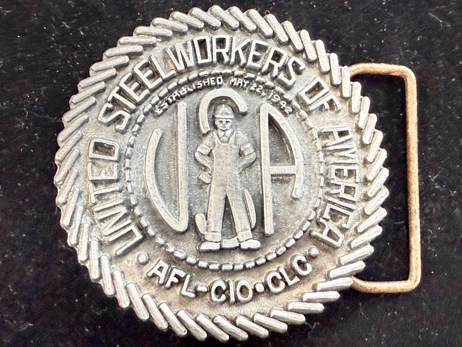 United Steelworkers of America USWA Union Est. 1942 CAPP & KNUDSEN Belt Buckle