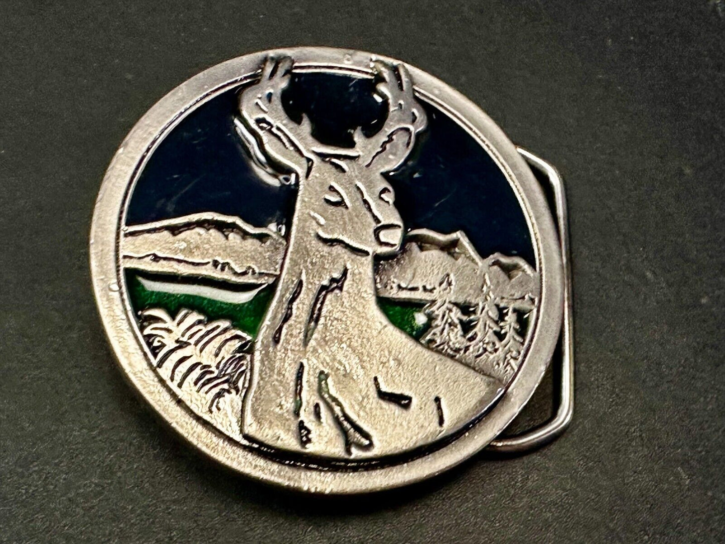 Abstract Deer Drawing Vintage Round Raised numbered Belt Buckle