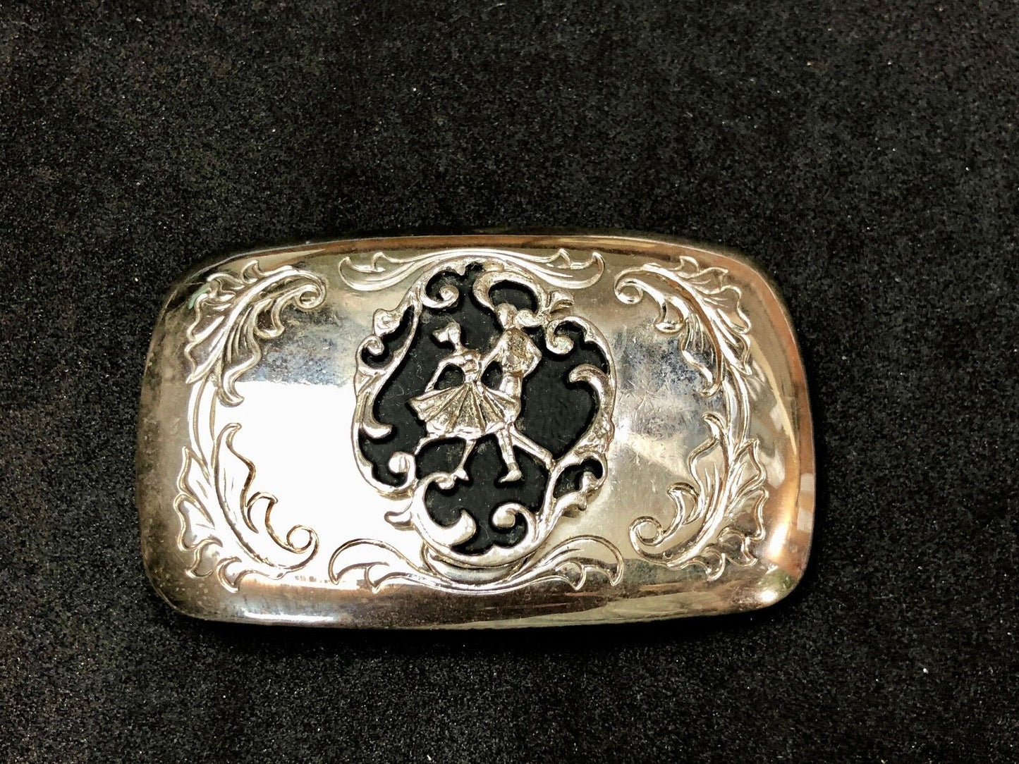 USA Made Western Belt Buckle - Square Line Country Music Dancing Couple Lovers
