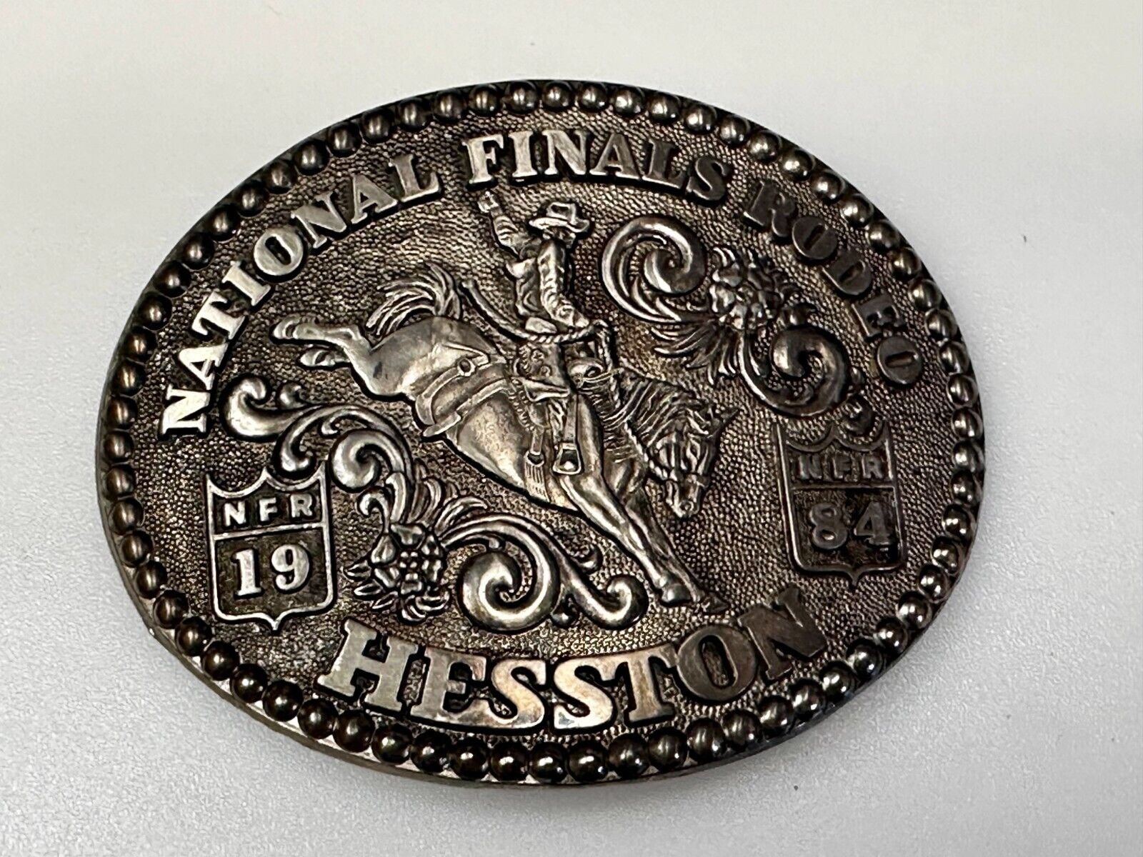 1984 Hesston NFR National Finals Rodeo Cowboys Western Belt Buckle