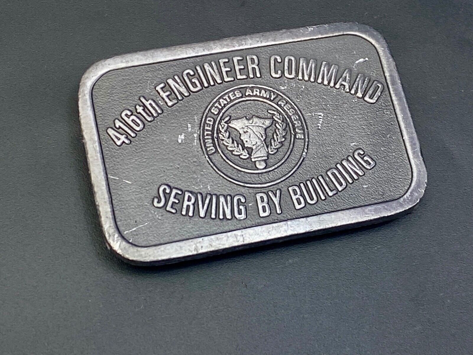 United States Army Reserve 416th Engineer Command belt buckle serving by command