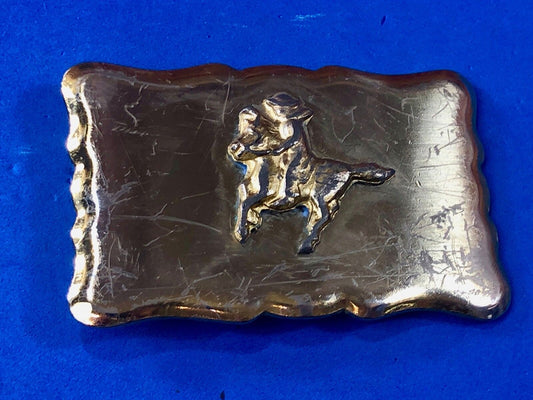 Vintage faceless cowboy on horse pony  riding the trail Western Belt Buckle 