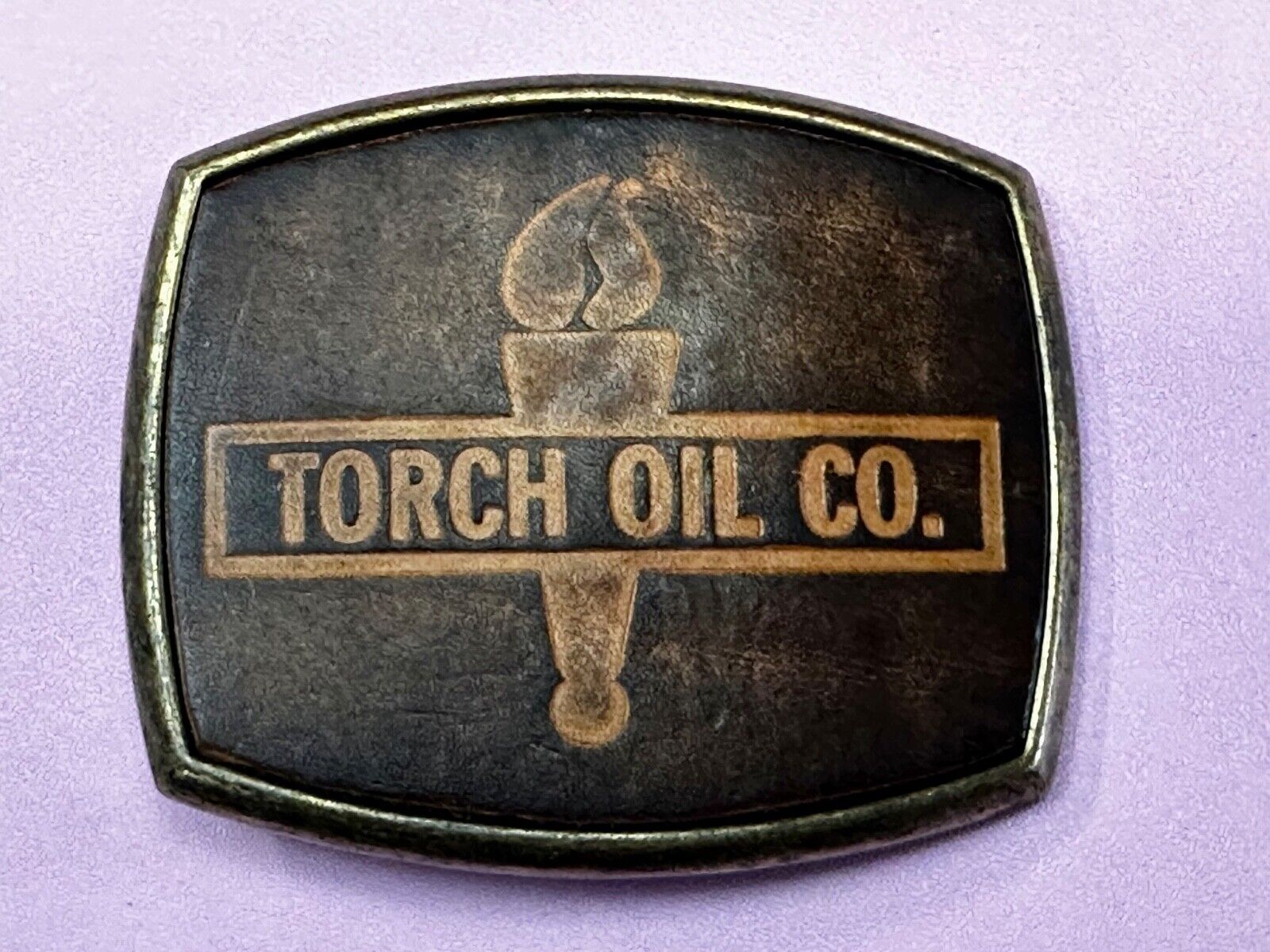 Torch Oil Company gas mine drilling refinery Vintage El-Cid Belt Buckle