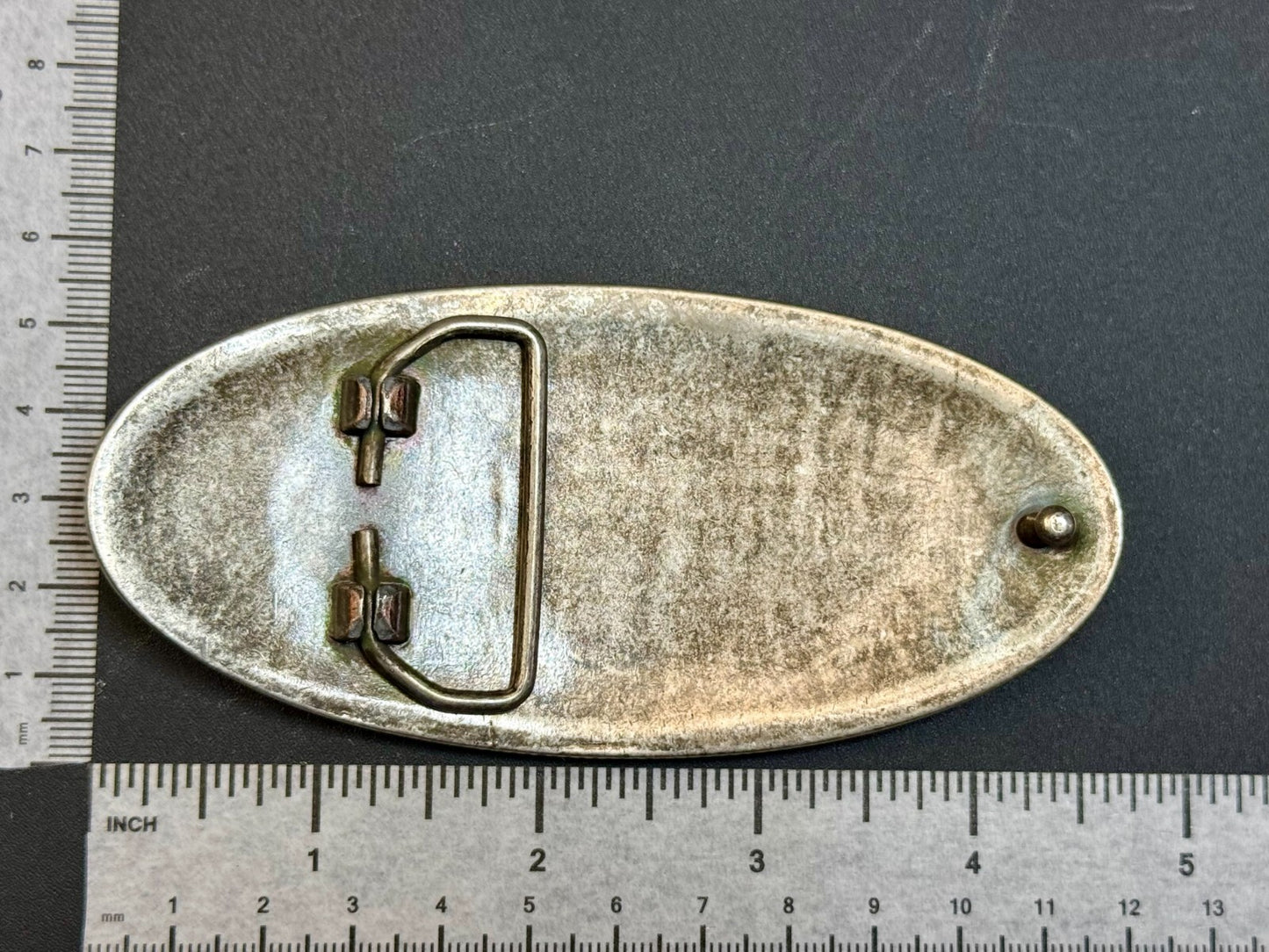 4.5" Wide Retro Simple Plain Faux Leather on Metal Silver Color Belt Buckle