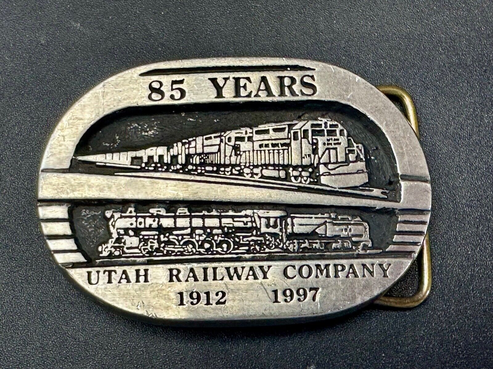 Utah Railway Co Vtg Train Railroad 85 Years - Gary Prazen Sculpture Belt Buckle