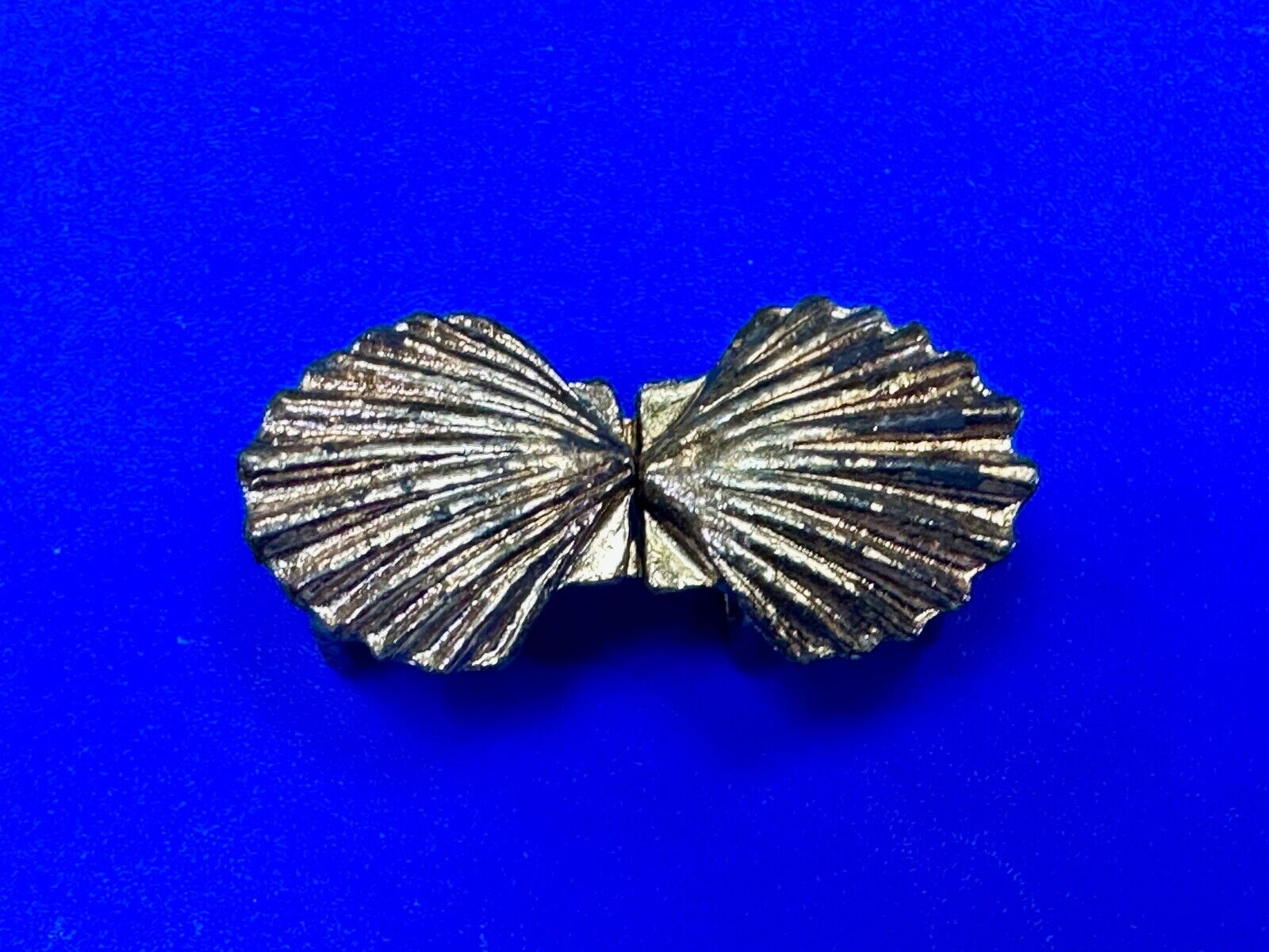 Two piece Clam Shells interconnecting vintage small belt buckle Signed