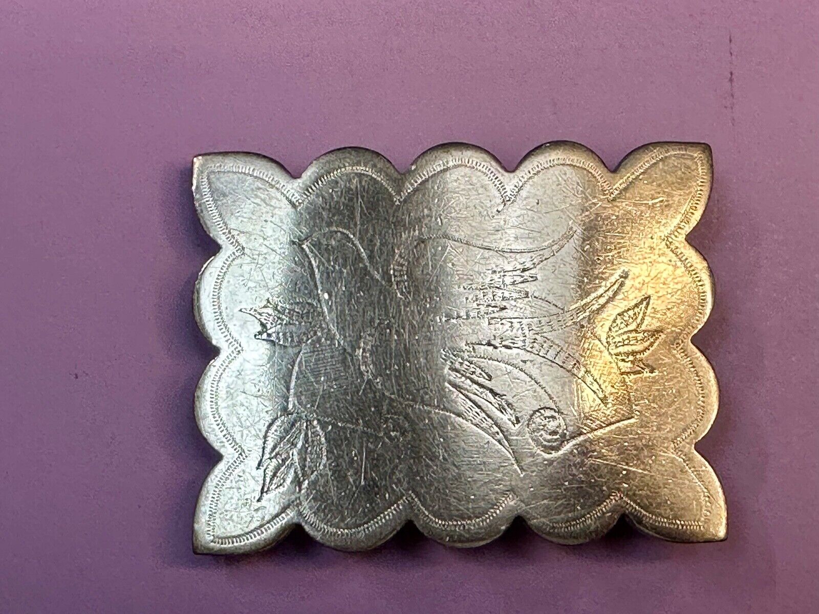 Vintage Dove Pattern Drawing Engraved in western Nickel Silver? belt buckle