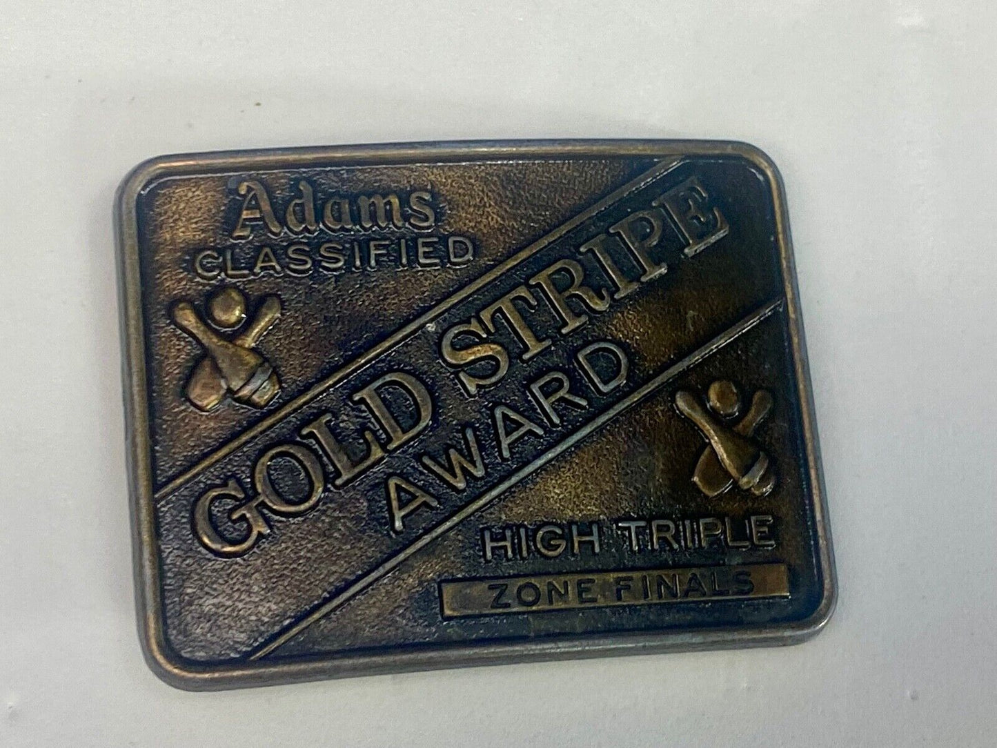 Adams Gold Stripe Bowling Award Belt Buckle Whiskey Co Zone Finals 