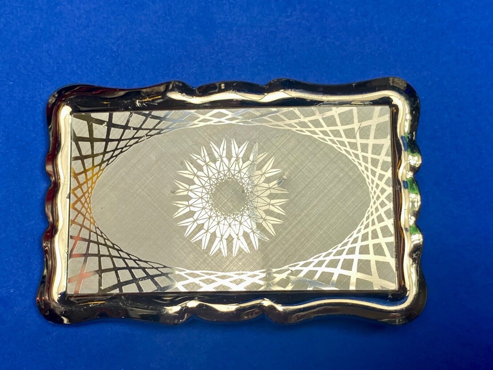 Vintage Etched Star Western Burst Pattern /  Swirl Belt Buckle 