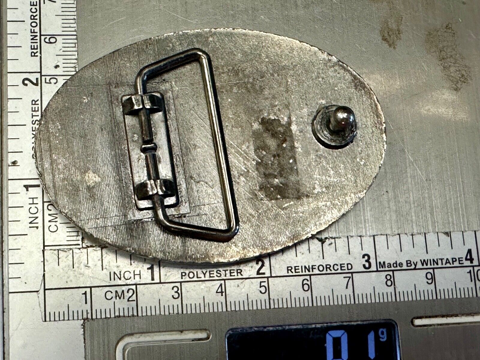 Used Faded End of the Trail picture Belt Buckle to restore of re-purpose