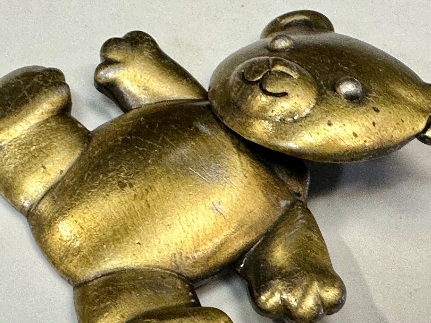 Vintage JJ Jonette Silver Tone Articulated Head Teddy Bear