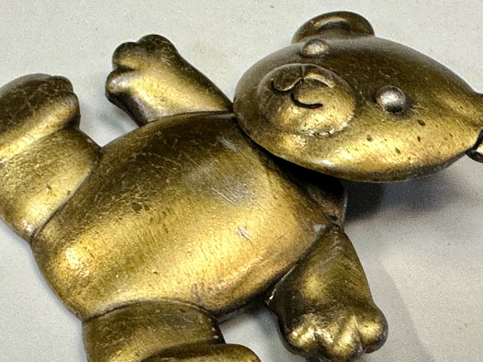 Vintage JJ Jonette Silver Tone Articulated Head Teddy Bear