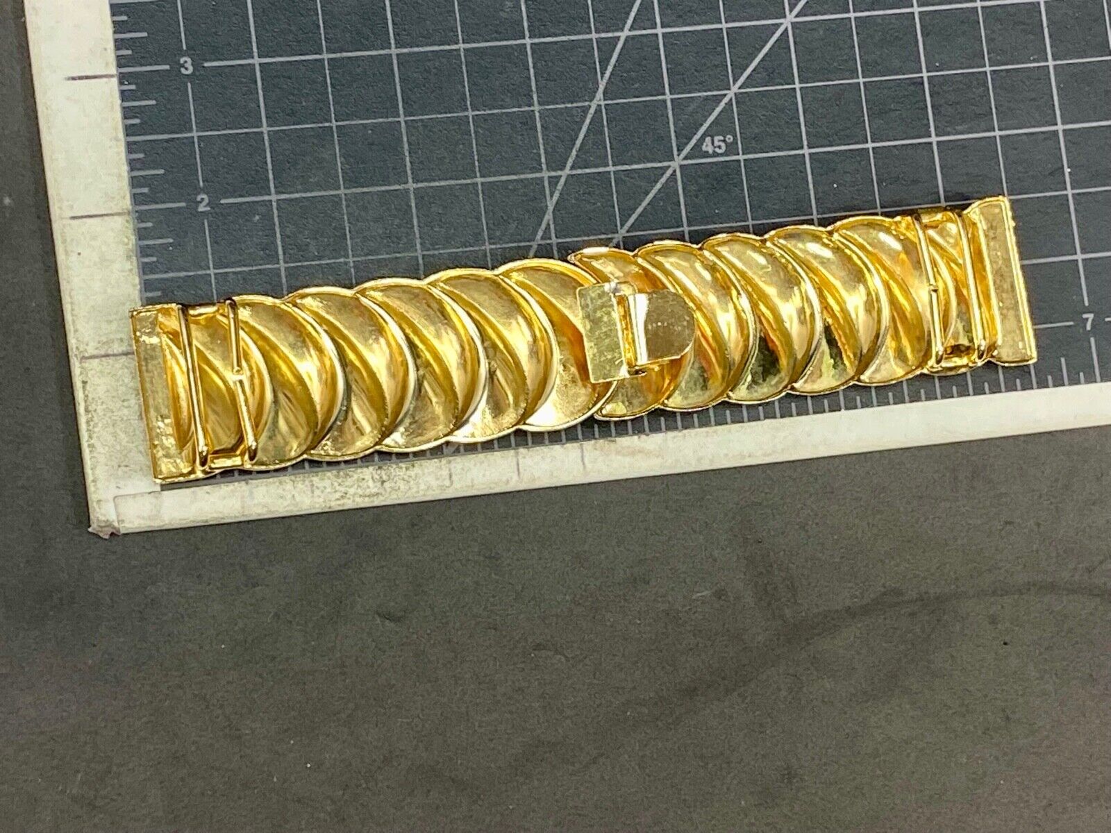 6.5" Wide! Gold Tone Interlocking Two Piece Scarf Belt Clips Tie Buckle 
