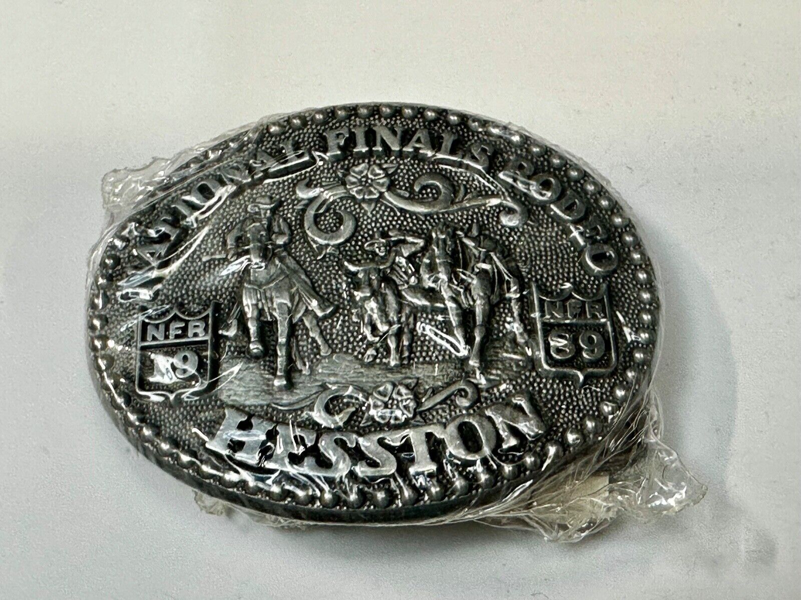 1989 NFR National Finals Rodeo  NOS Youth Size Hesston Commemorative Belt Buckle