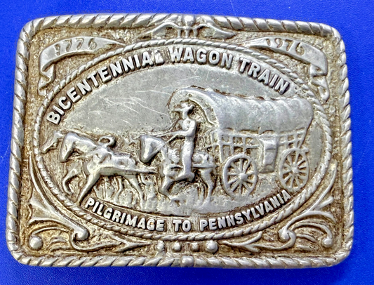Bicentennial Wagon Train Pilgrimage to Pennsylvania 1776-1976 Belt Buckle