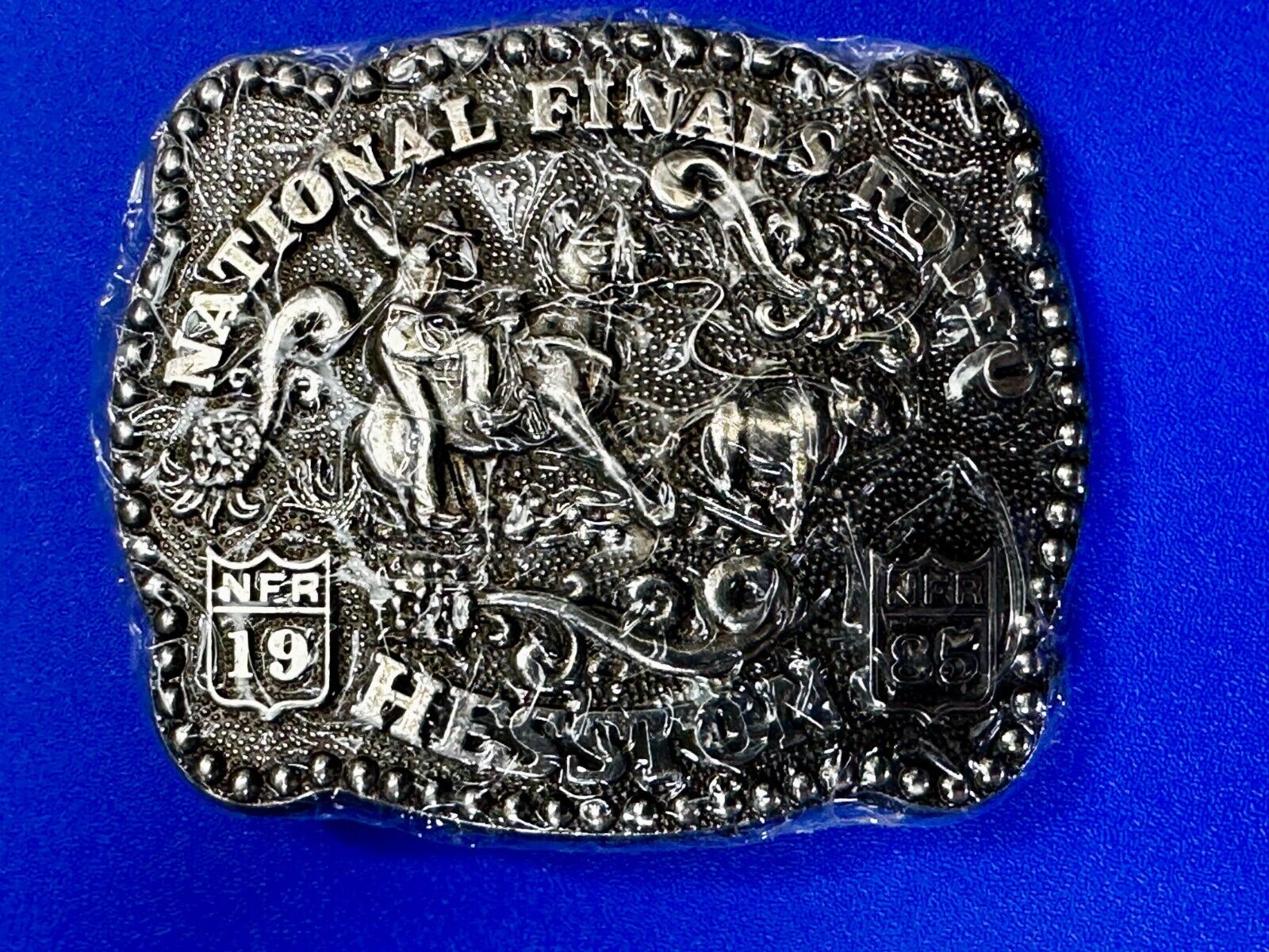 1985 Hesston National Finals Rodeo NFR Rodeo Cowboys NOS Youth Size Belt Buckle