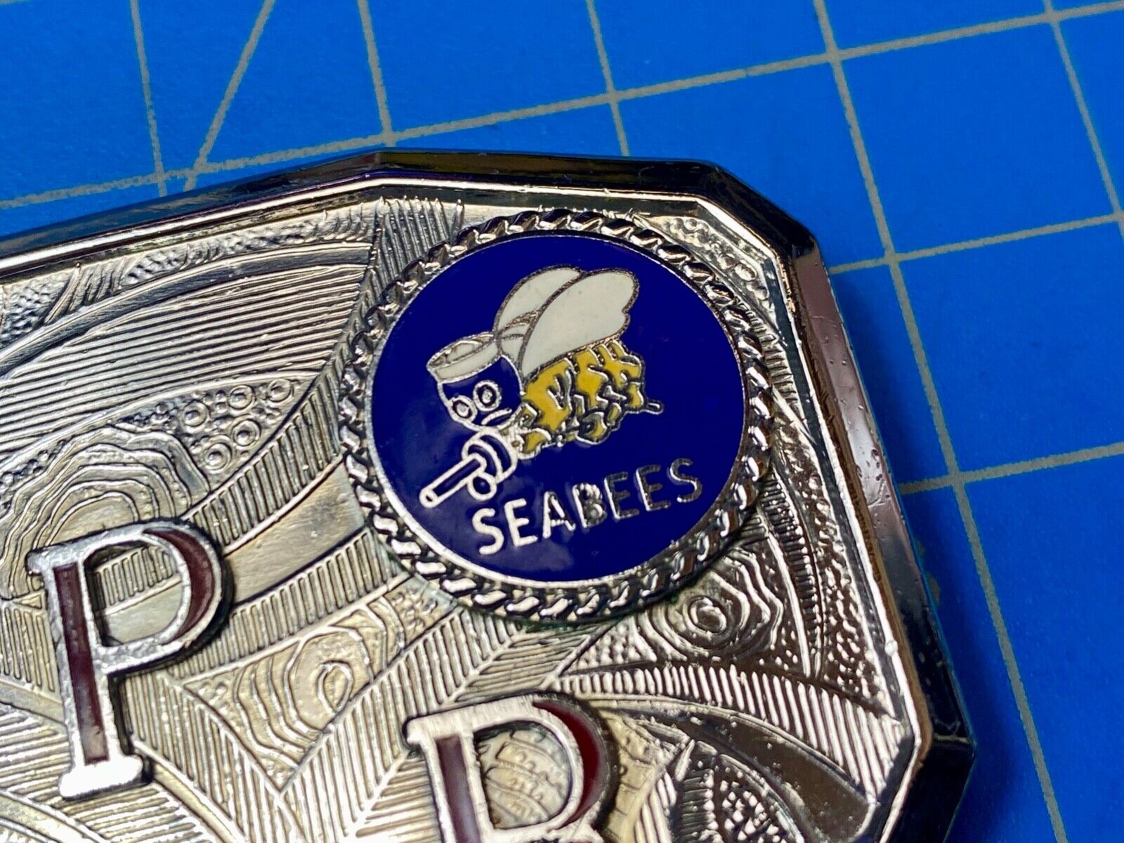 US NAVY SEABEES  Utility pole lightning strike  RPR belt buckle by Hook fast