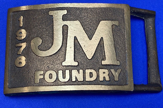 Vintage 1976 JM FOUNDRY Castings Summerville SC Company Advertising Belt Buckle