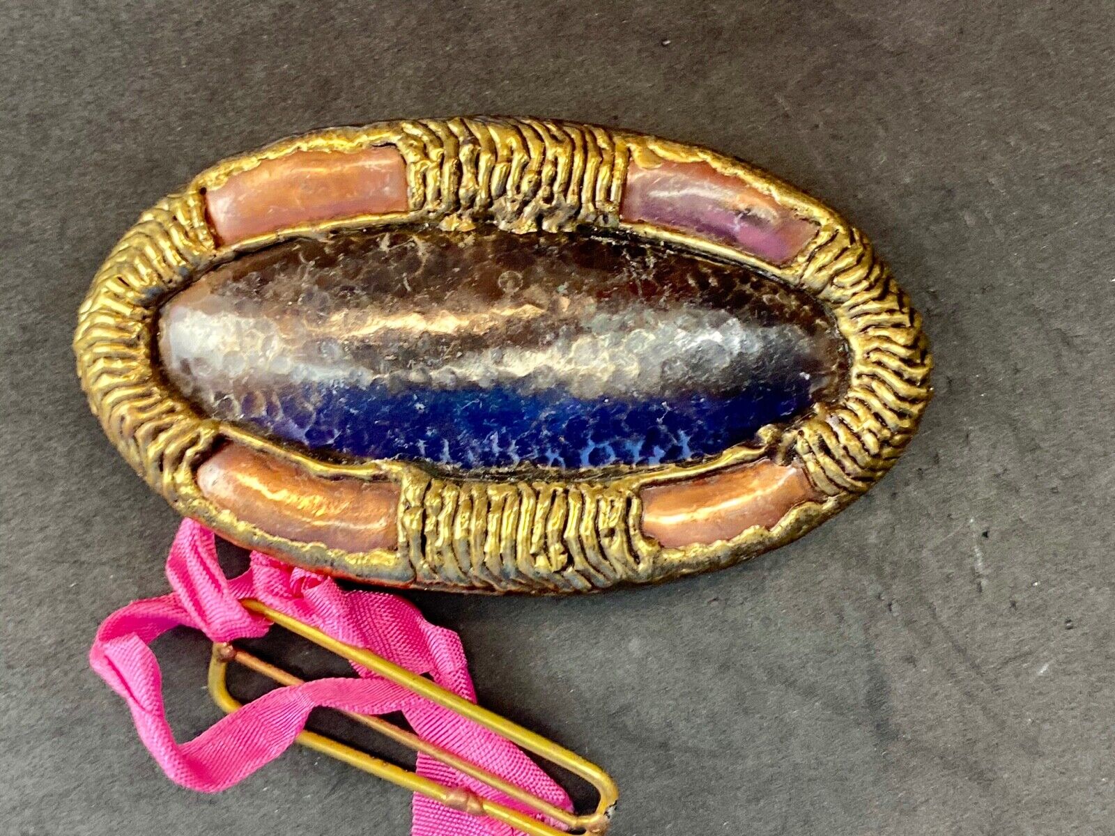 Vintage India inspired mixed metal artisan belt buckle