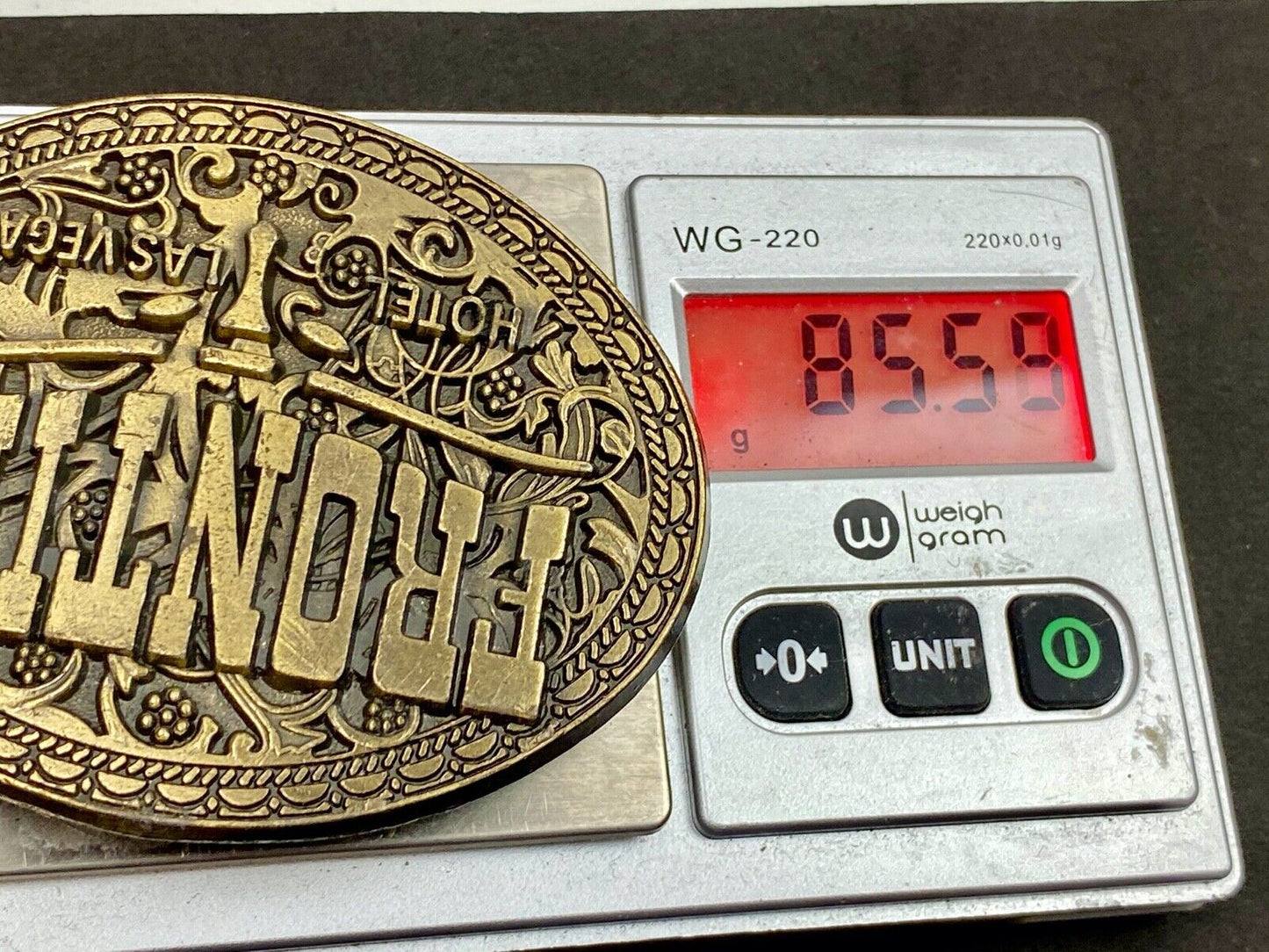 Vintage Frontier Hotel casino Las Vegas belt buckle - Western long horn 