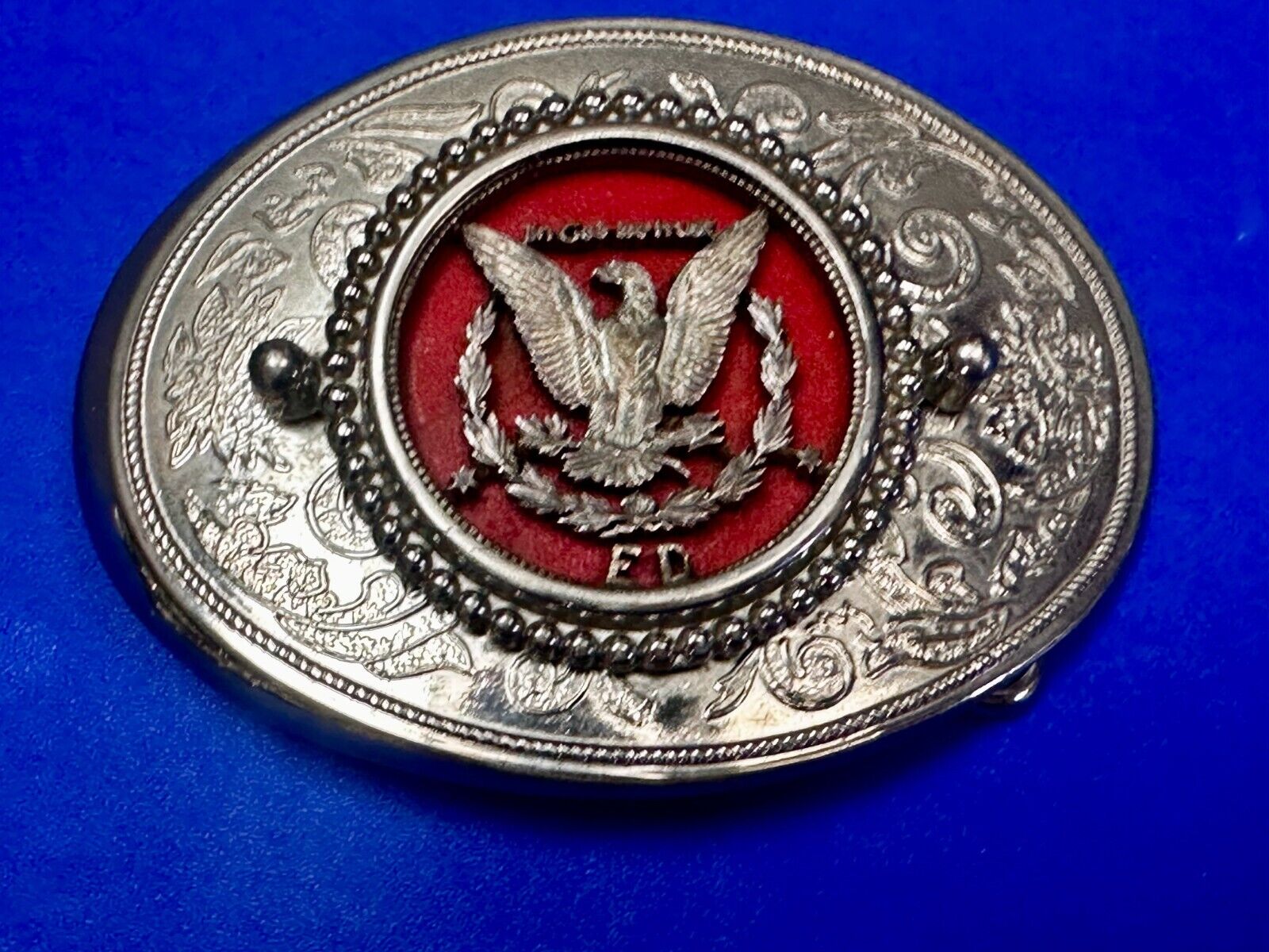 United States of America Flying Eagle Belt Buckle - Use For Silver Dollar Coin