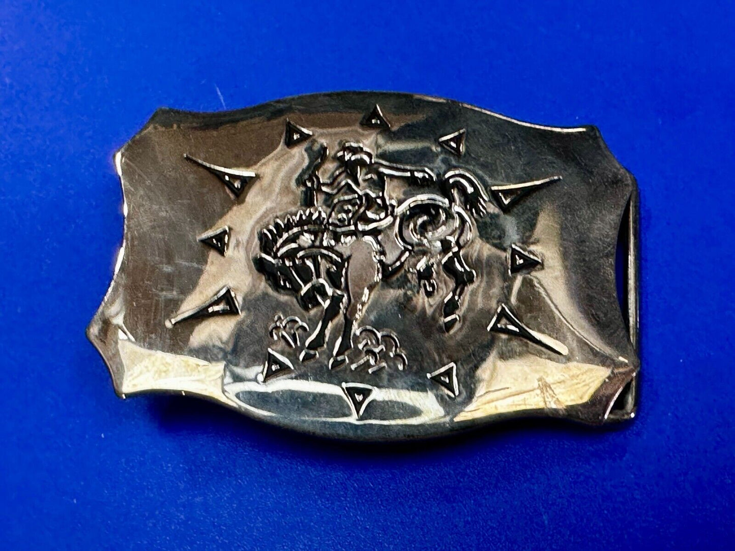 Vintage Cowboy Saddle Bronc western belt buckle by Chambers