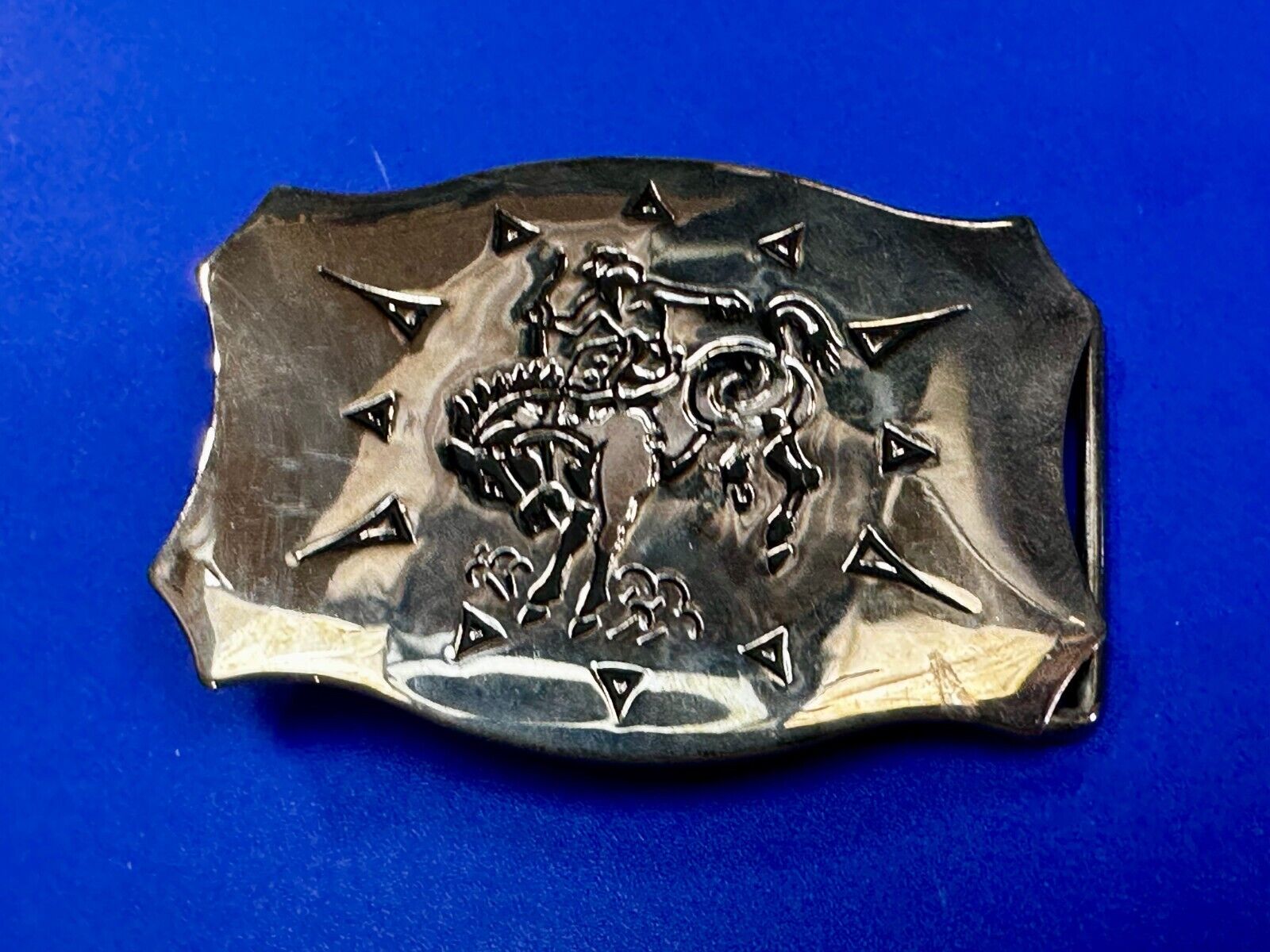 Vintage Cowboy Saddle Bronc western belt buckle by Chambers