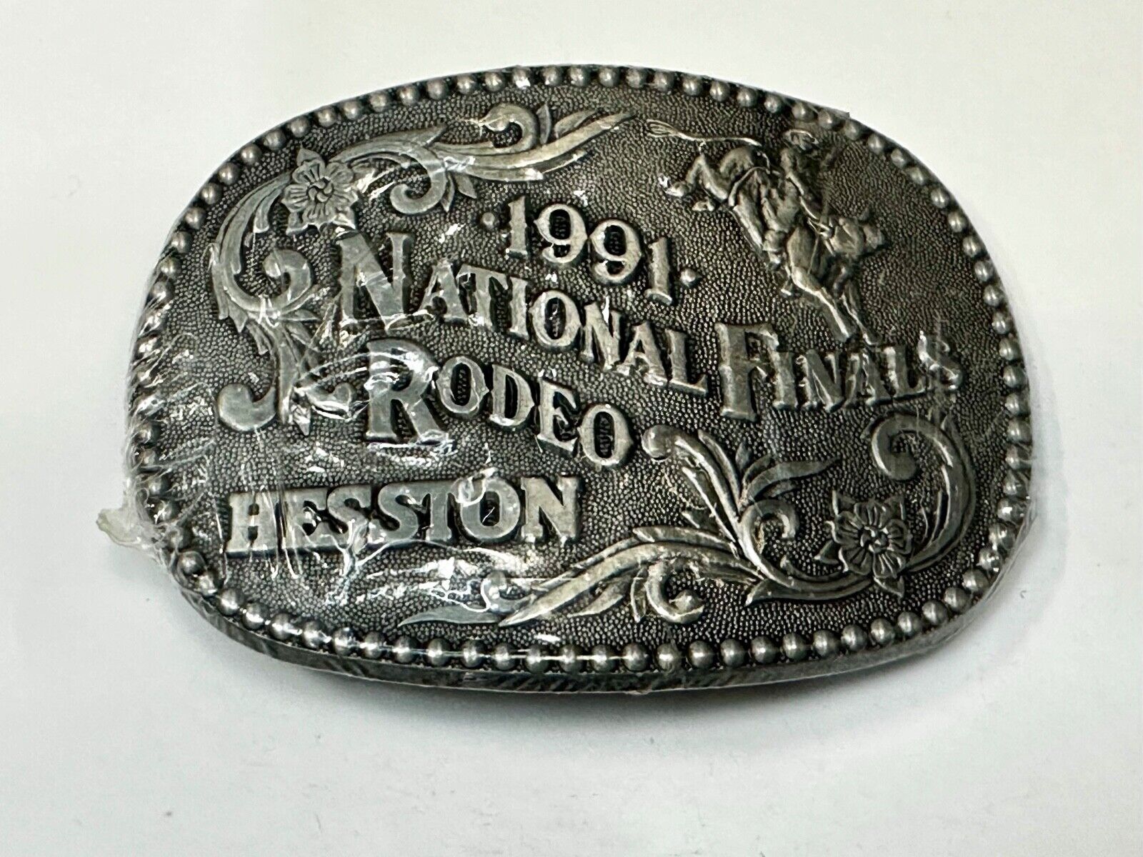 1991 ADM NATIONAL FINALS RODEO ADULT SIZE  NFR NOS WESTERN COWBOY BELT BUCKLE
